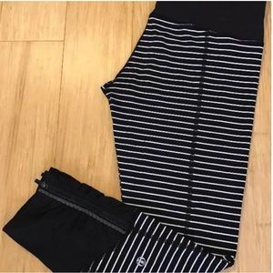 Lululemon black & white stripe leggings - size 8 EUC